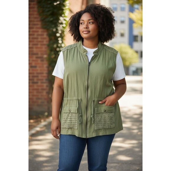 Cato Jade Green Zippered Sleeveless Top Size 26/28w 4X - Picture 1 of 8